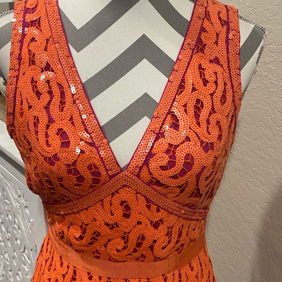 BCBGMaxAzria Dresses & Skirts - 🆕NWT MaxAzria Gabrielle Women Orange Sequin Sheath Cocktail /Party Dress S
